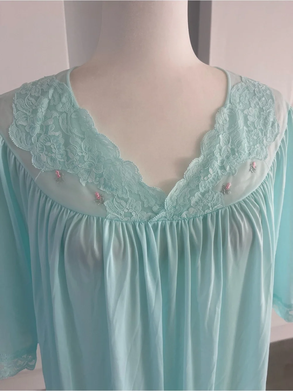 Lace-Trim Light Aqua Nightgown - Women's Sleepwear